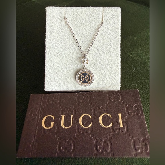 Gucci Jewelry - Gucci VVS Diamond & 18k White Gold GG Necklace with 16" chain (18k)